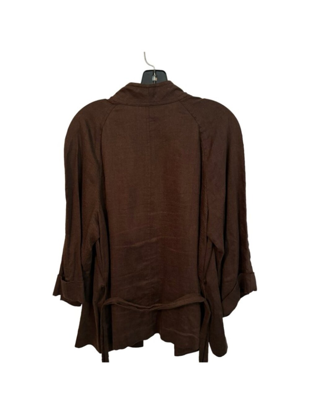 Talbots Blazer Size 14 Brown Linen Blend Belted Women Blazer Jacket - Picture 11 of 12
